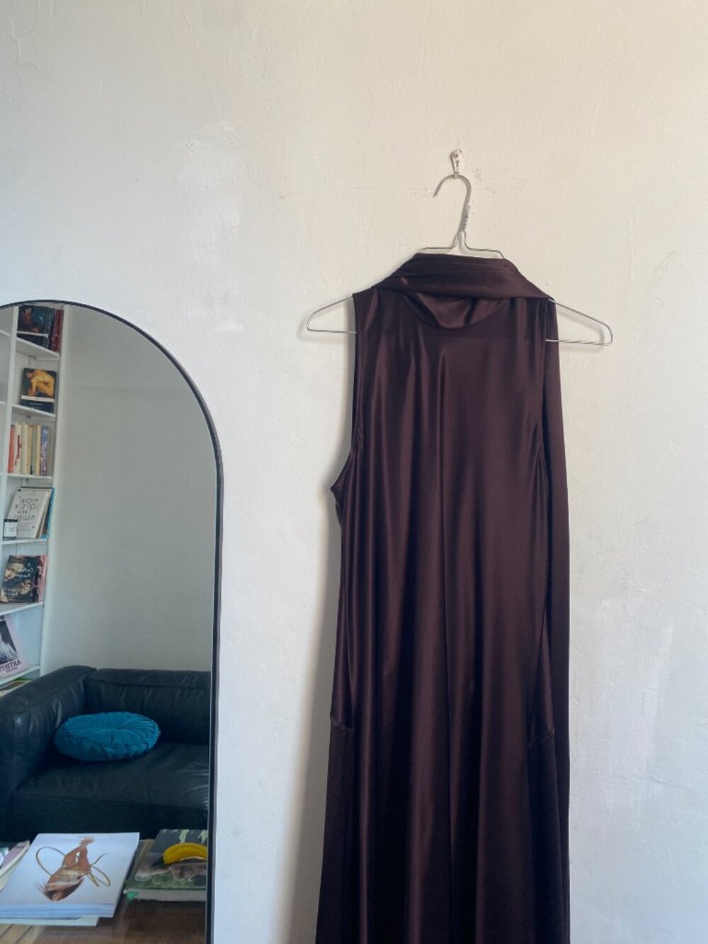 Never-Worn Reiss Satin Cape Maxi Dress in Burgundy Perfect for Fall Wedding - Picture 15 of 15